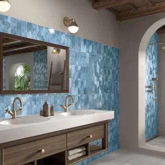 Mainzu Vægflise <strong>Korfu</strong>  Blå Mat-Blank 7x20 cm