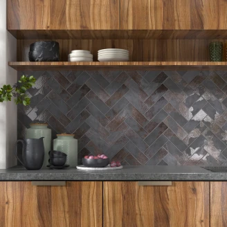 Mainzu Vægflise <strong>Korfu</strong>  Sort Mat-Blank 7x20 cm