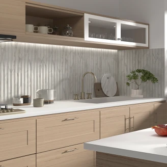 Mainzu Marmor Vægflise <strong>Concav</strong>  Hvid Mat-Relief 15x30 cm