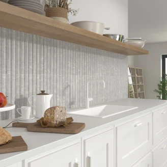 Mainzu Marmor Vægflise <strong>Concav</strong>  Grå Mat-Relief 15x30 cm