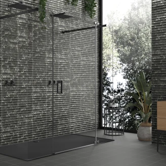 Mainzu Marmor Vægflise <strong>Concav</strong>  Sort Mat-Relief 15x30 cm