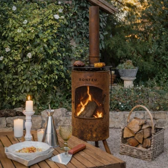 BonFeu Sæt med BonGiano Ildsted SP Cortenstål, Plancha 40, Oliebeholder & Stegespatel
