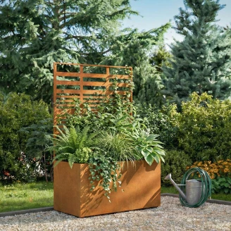 Cortena Udendørskrukke med Espalier <strong>Coverra</strong>  Cortenstål 120x60x180 cm