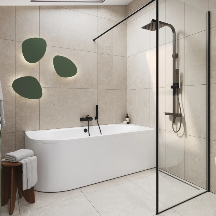 Badekar Solhaga Hvid Glat Højre 180 cm (Uden Panel & Afløb)