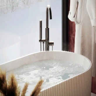 Fritstående Badekararmatur <strong>Lumi</strong>  Sort Matt