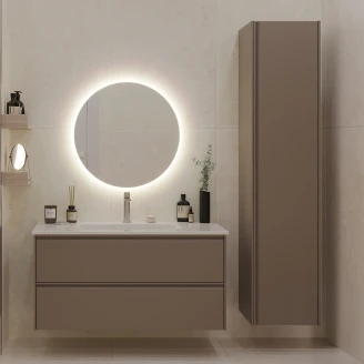 Underskab <strong>Tona</strong>  Cocoa Brown Mat 100 cm med Vask Hvid Blank