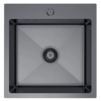 Rustfrit Stål Køkkenvask <strong>Lorvaux</strong>  Grafit Mat 46x45 cm med Vandlås