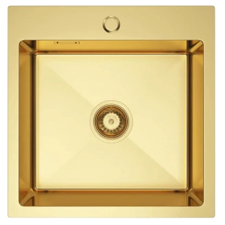 Rustfrit Stål Køkkenvask <strong>Lorvaux</strong>  Guld Mat 46x45 cm med Vandlås