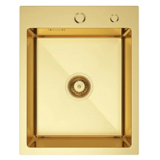 Rustfrit Stål Køkkenvask <strong>Arvion</strong>  Guld Mat 40x50 cm med Vandlås