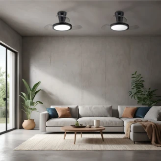 Loftlampe med Ventilator Halden Sort Mat