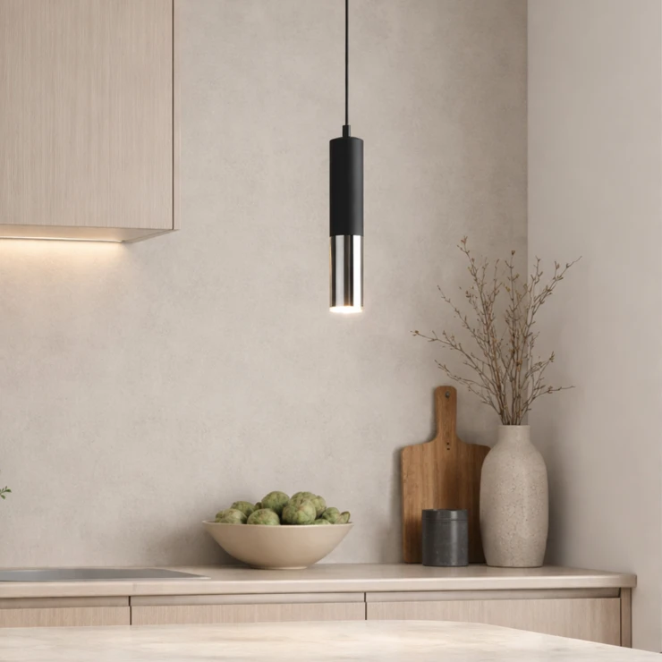 Hængelampe Uno Fado Sort, Silver Mat