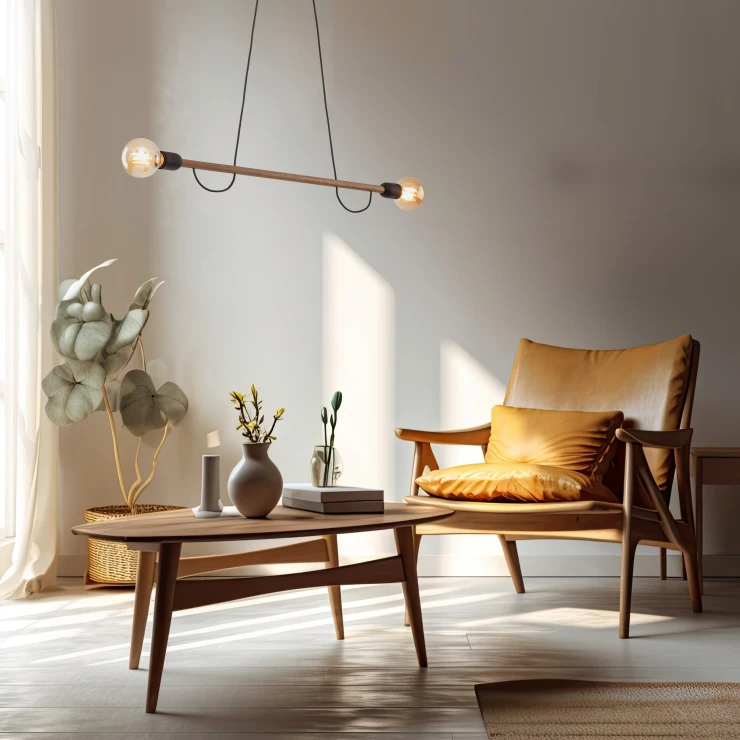 Hængelampe Duo Lys Træ Mat