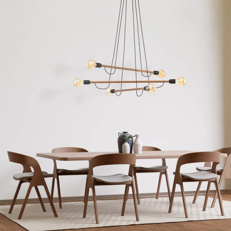 Hængelampe Hexa Lys Træ Mat