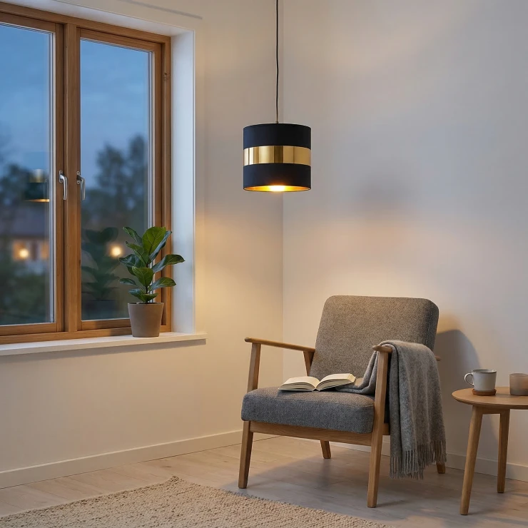 Hængelampe Orvian Sort, Guld Blank Ø 20 cm