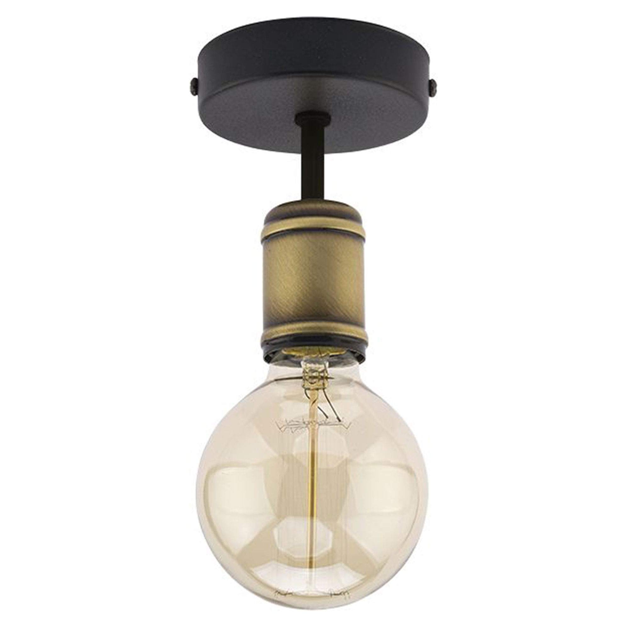 Loftlampe Retro Sort, Guld Mat