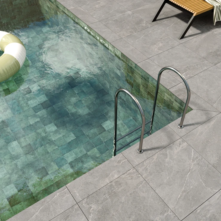 Poolkant Hjørnesæt Klinker Empyrio Grå Mat 20x60 cm Tykkelse 20 mm