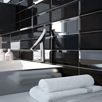 Vægflise <strong>Metro Fasat</strong>  Sort Blank 10x30 cm