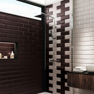 Vægflise <strong>Metro Fasat</strong>  Brun Mat 10x30 cm