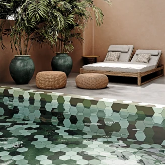 Hexagon Klinker <strong>Sekel</strong>  Grøn Mat 15x17 cm