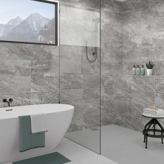 Marmor Vægflise <strong>Malm</strong>  Dimgrå Blank 25x50 cm