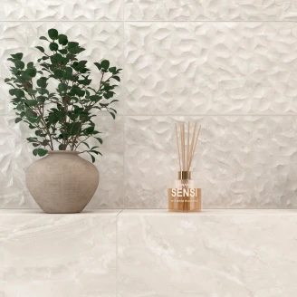 Marmor Vægflise <strong>Malm</strong>  Decor Perlehvid Blank-Relief 25x50 cm