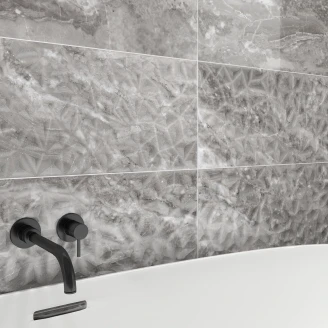 Marmor Vægflise <strong>Malm</strong>  Decor Dimgrå Blank-Relief 25x50 cm