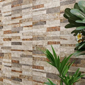 Vægflise <strong>Rustica</strong>  Varmbrun Mat 25x50 cm