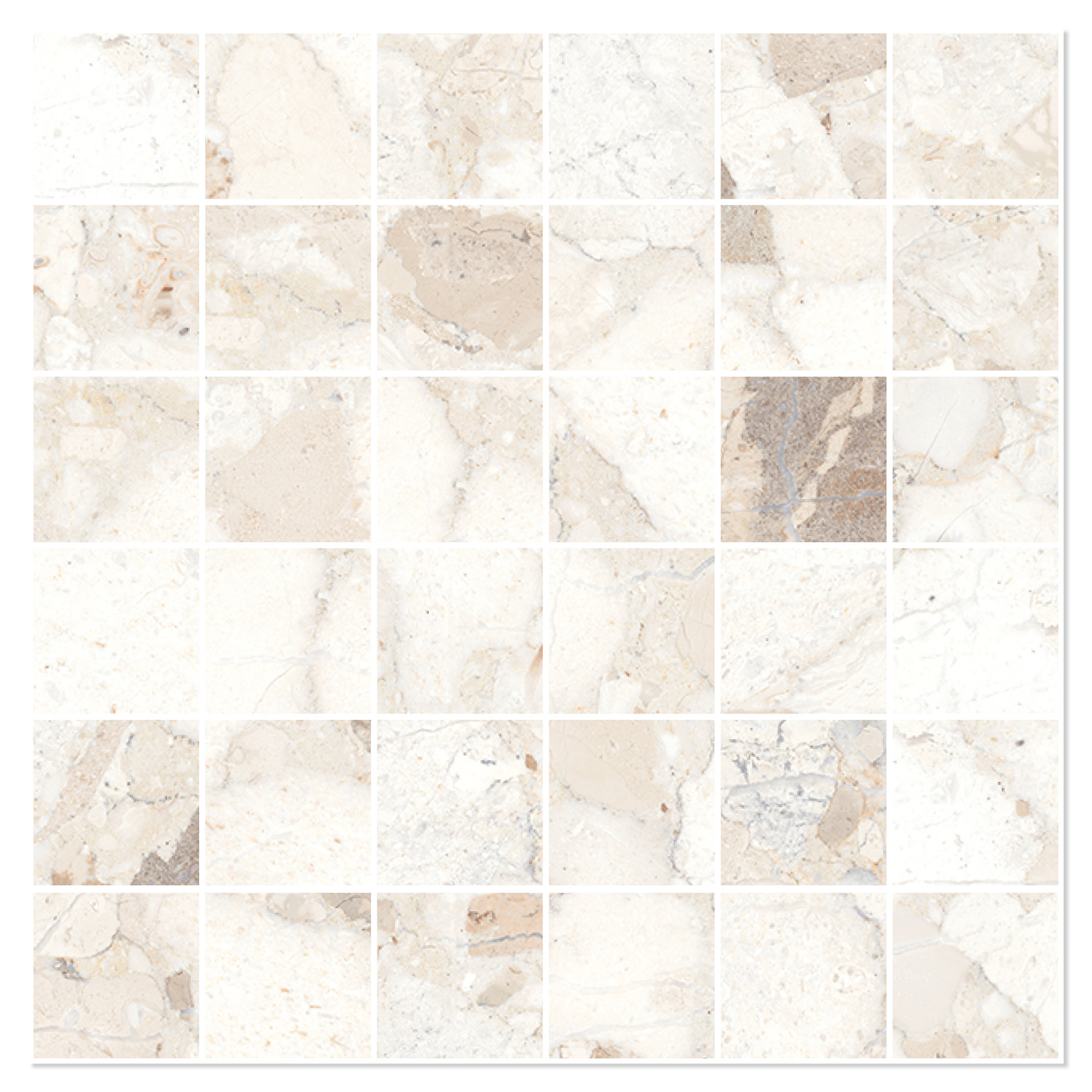 Sant’Agostino Mosaik Klinker Venistone Elfenben Poleret 30x30 (5x5) cm