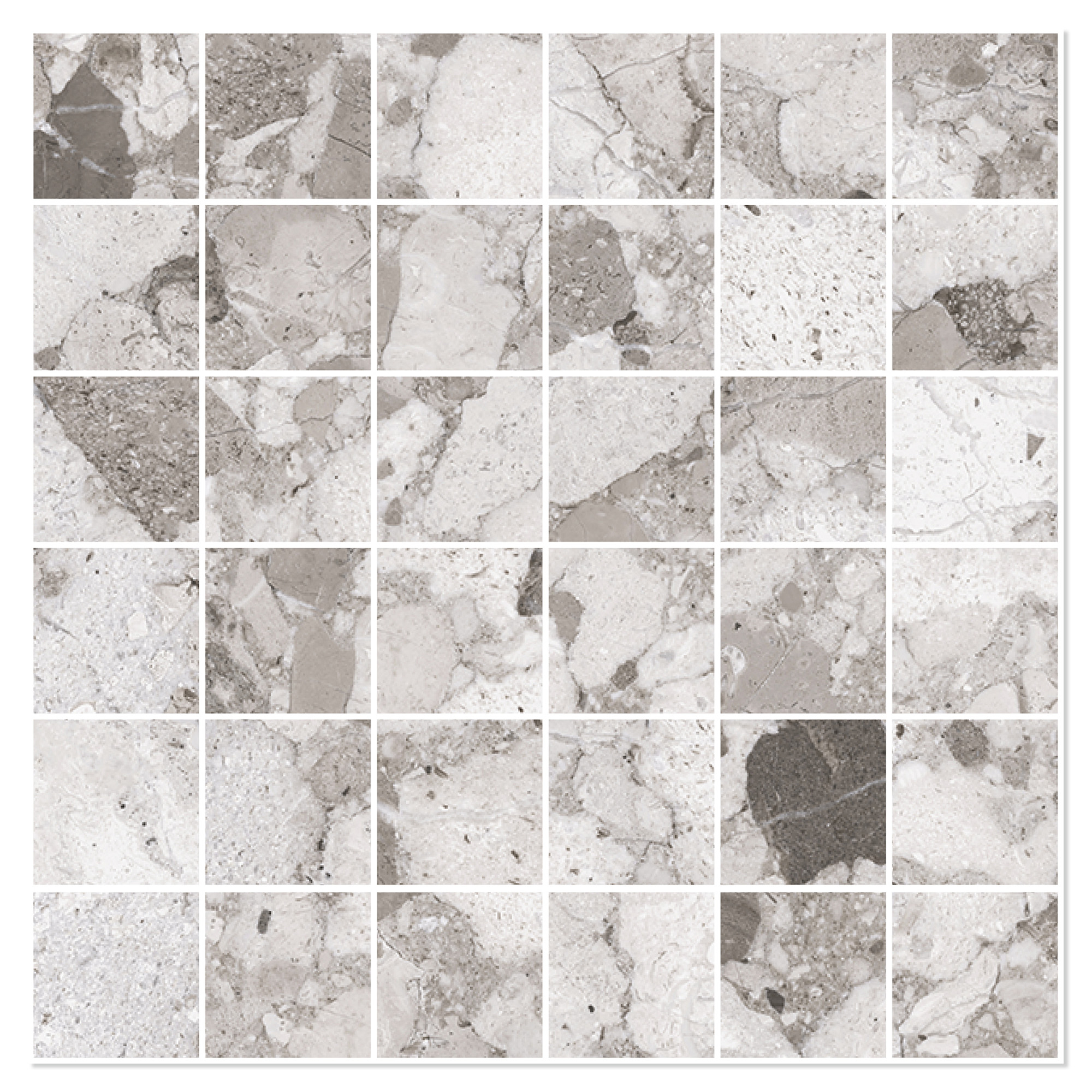 Sant’Agostino Mosaik Klinker Venistone Grå Poleret 30x30 (5x5) cm