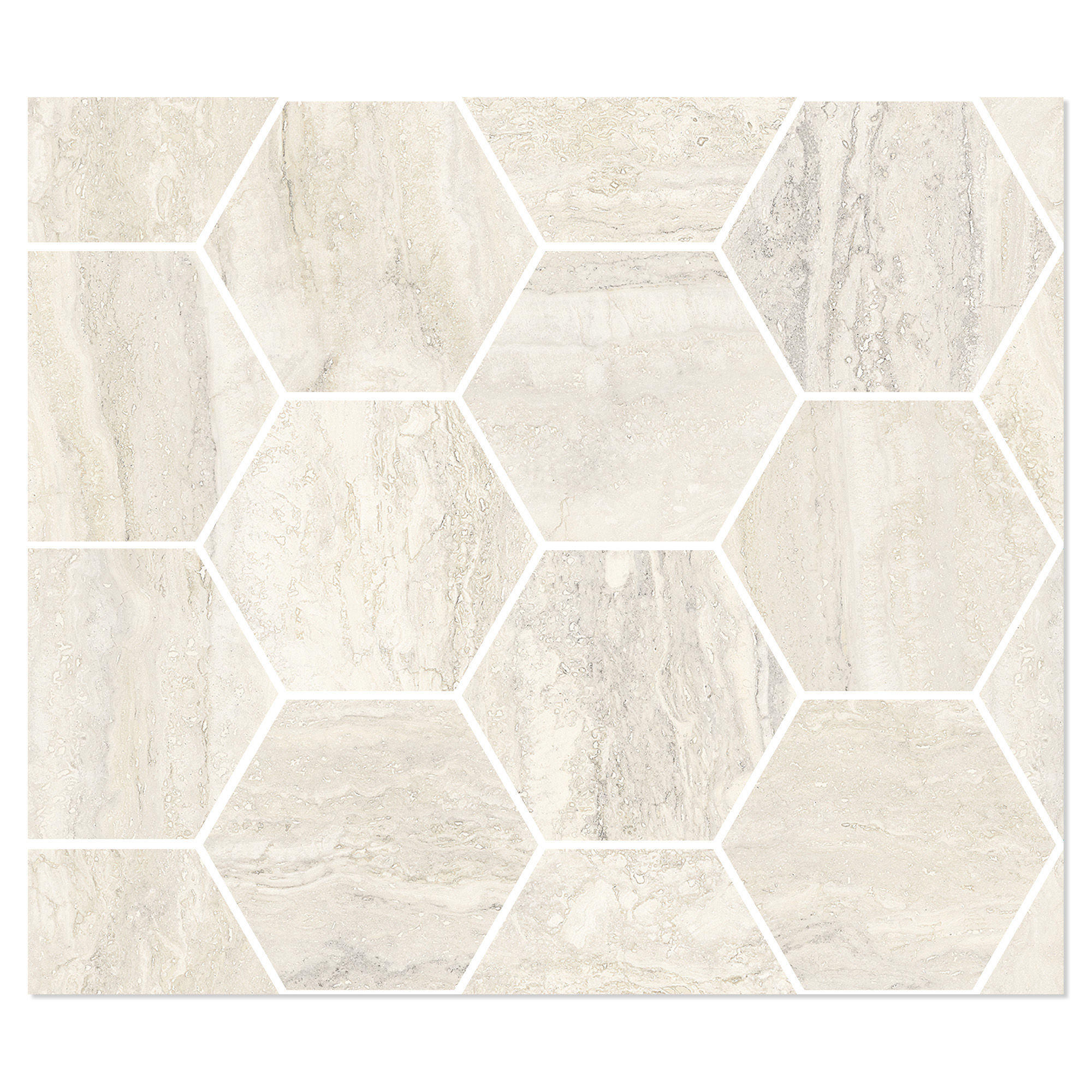 Sant’Agostino Hexagon Mosaik Klinker Invictus Elfenben Poleret 30x35 cm