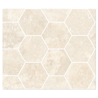 Sant’Agostino Hexagon Mosaik Klinker <strong>Invictus Cross</strong>  Elfenben Poleret 30x35 cm