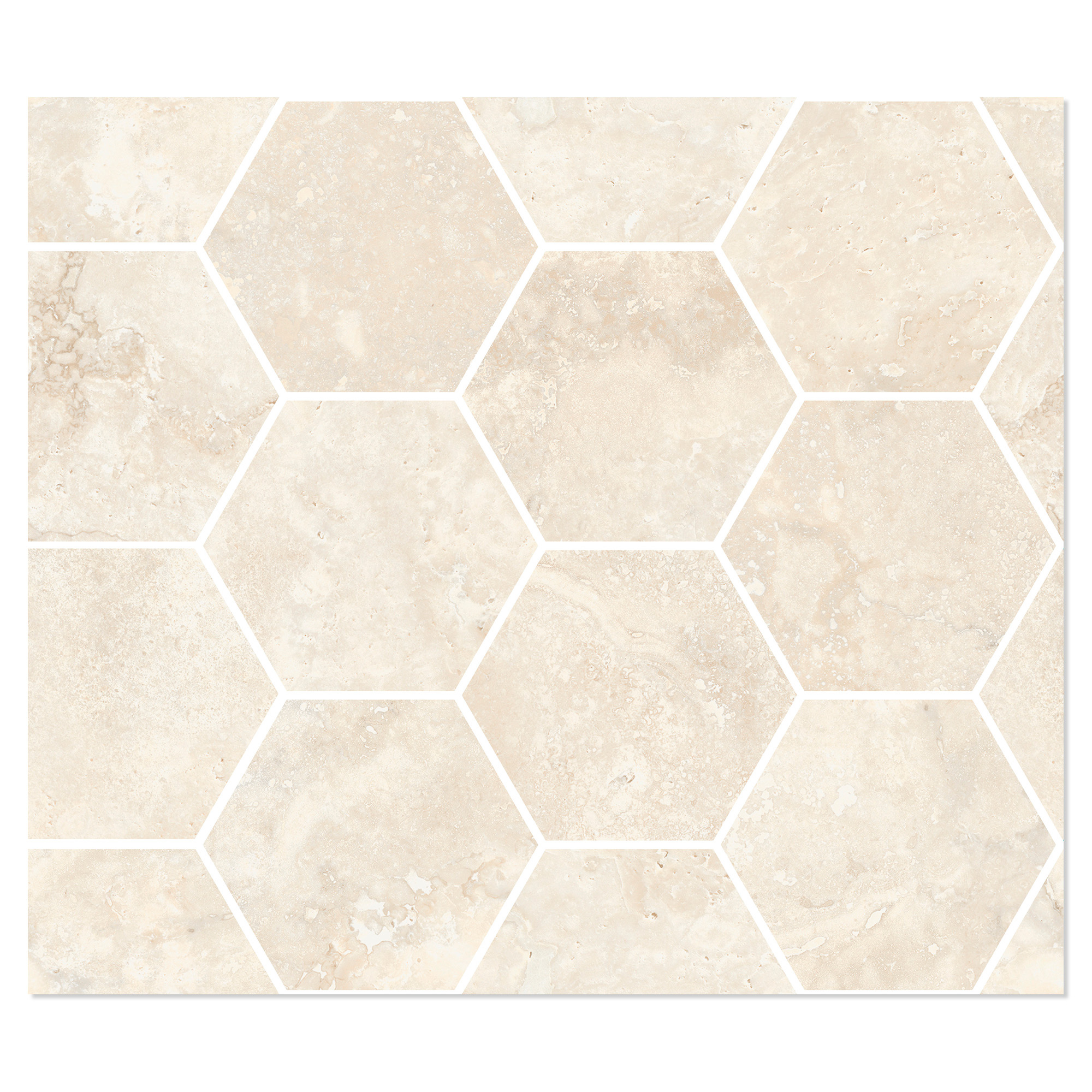 Sant’Agostino Hexagon Mosaik Klinker Invictus Cross Elfenben Poleret 30x35 cm