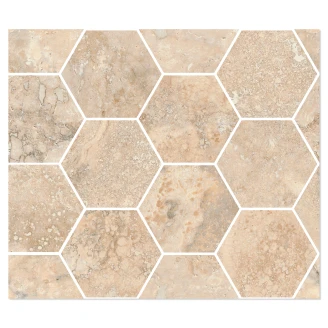 Sant’Agostino Hexagon Mosaik Klinker <strong>Invictus Cross</strong>  Beige Mat 30x35 cm