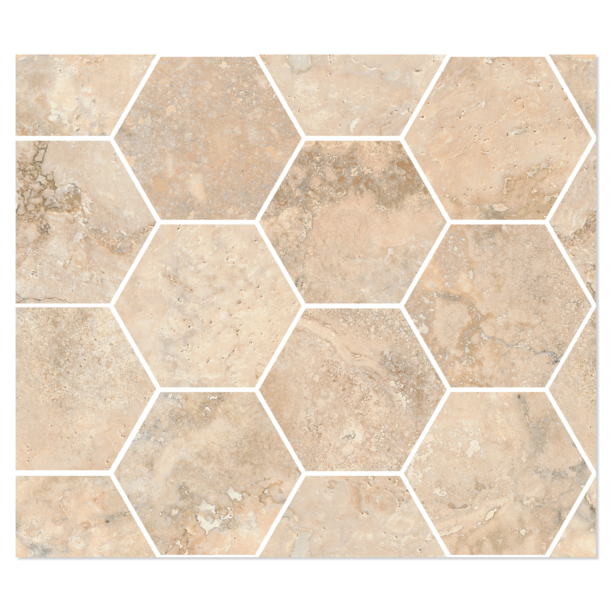 Sant’Agostino Hexagon Mosaik Klinker Invictus Cross Beige Mat 30x35 cm