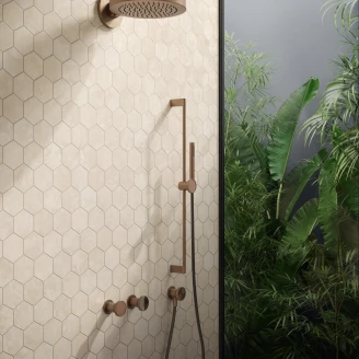 Sant’Agostino Hexagon Mosaik Klinker <strong>Invictus Cross</strong>  Elfenben Mat 30x35 cm