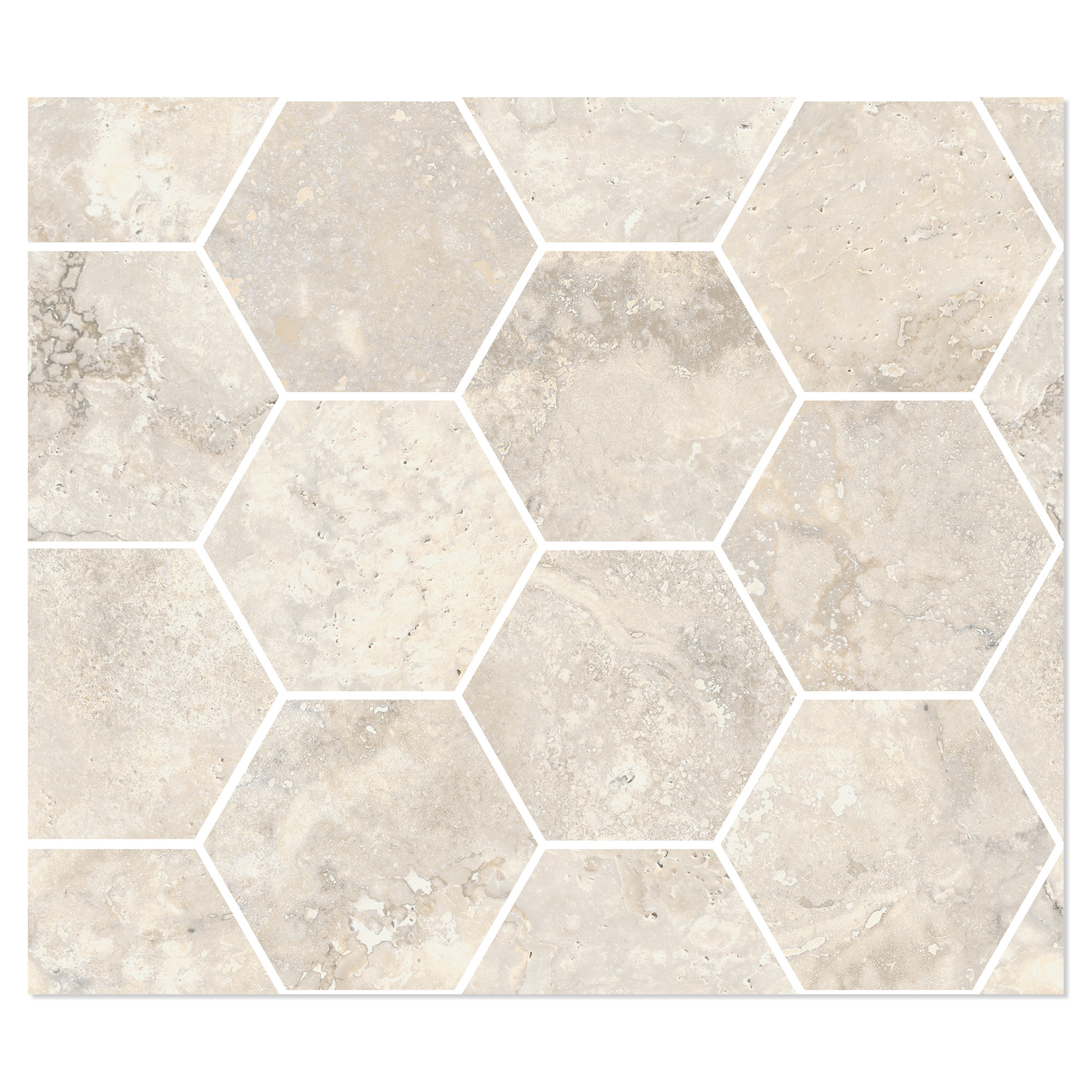 Sant’Agostino Hexagon Mosaik Klinker Invictus Cross Perle Mat 30x35 cm