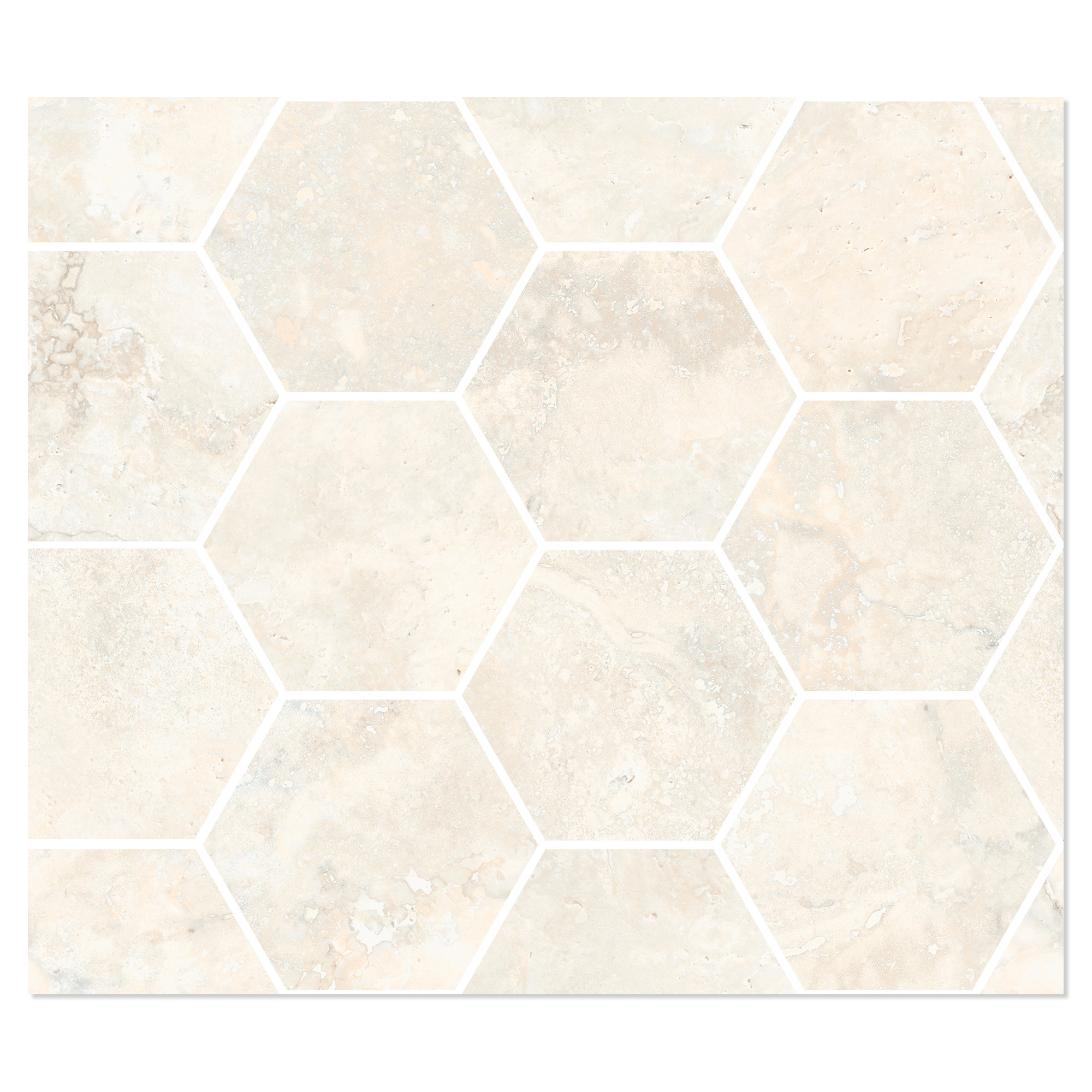 Sant’Agostino Hexagon Mosaik Klinker Invictus Cross Hvid Mat 30x35 cm