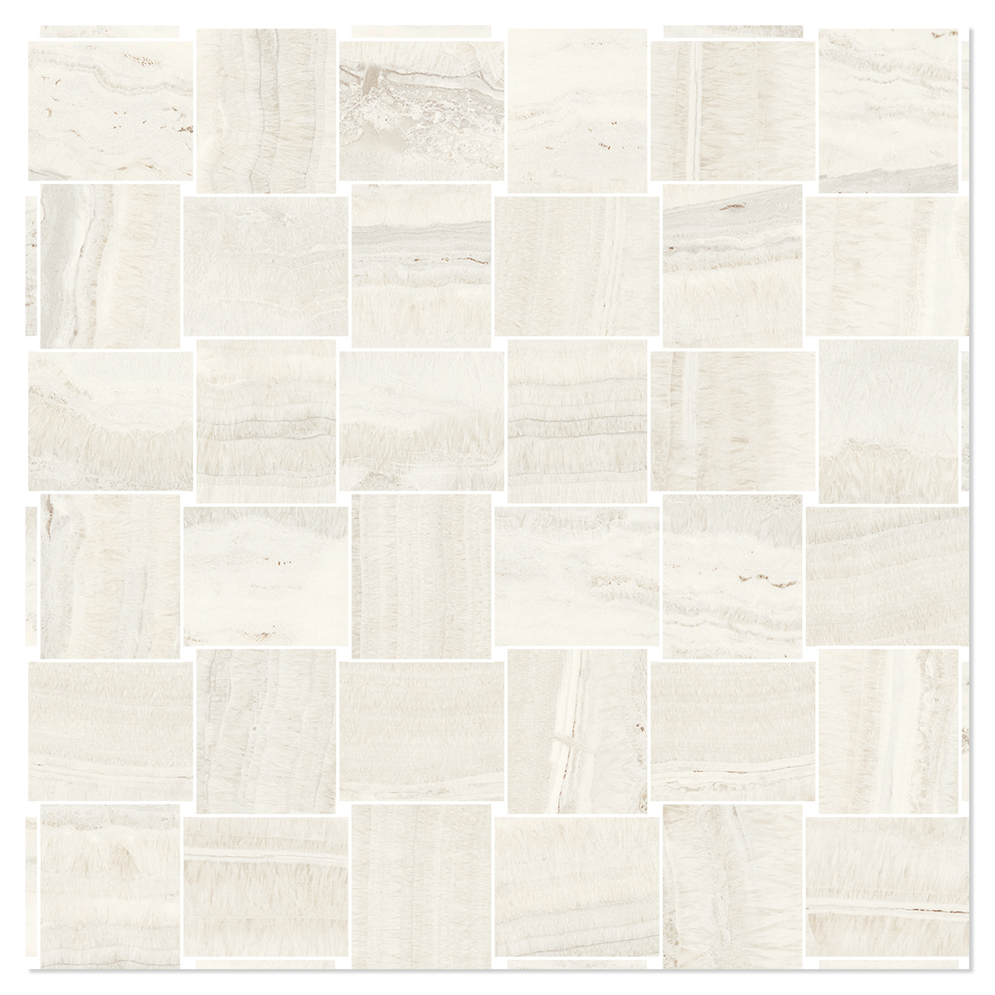 Sant’Agostino Mosaik Klinker Astral Storm Hvid Mat-Struktur 3D 30x30 cm