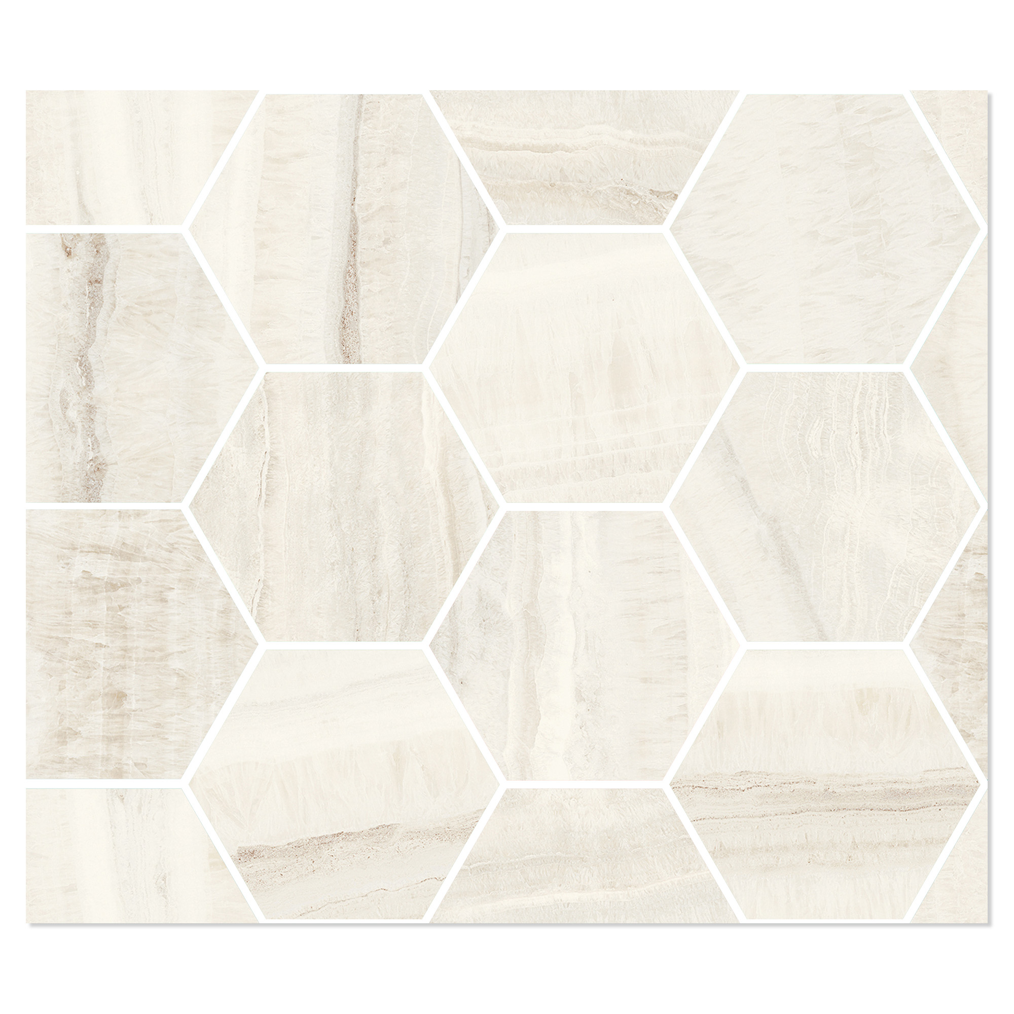 Sant’Agostino Hexagon Mosaik Klinker Astral Hvid Mat-Struktur 3D 30x35 cm