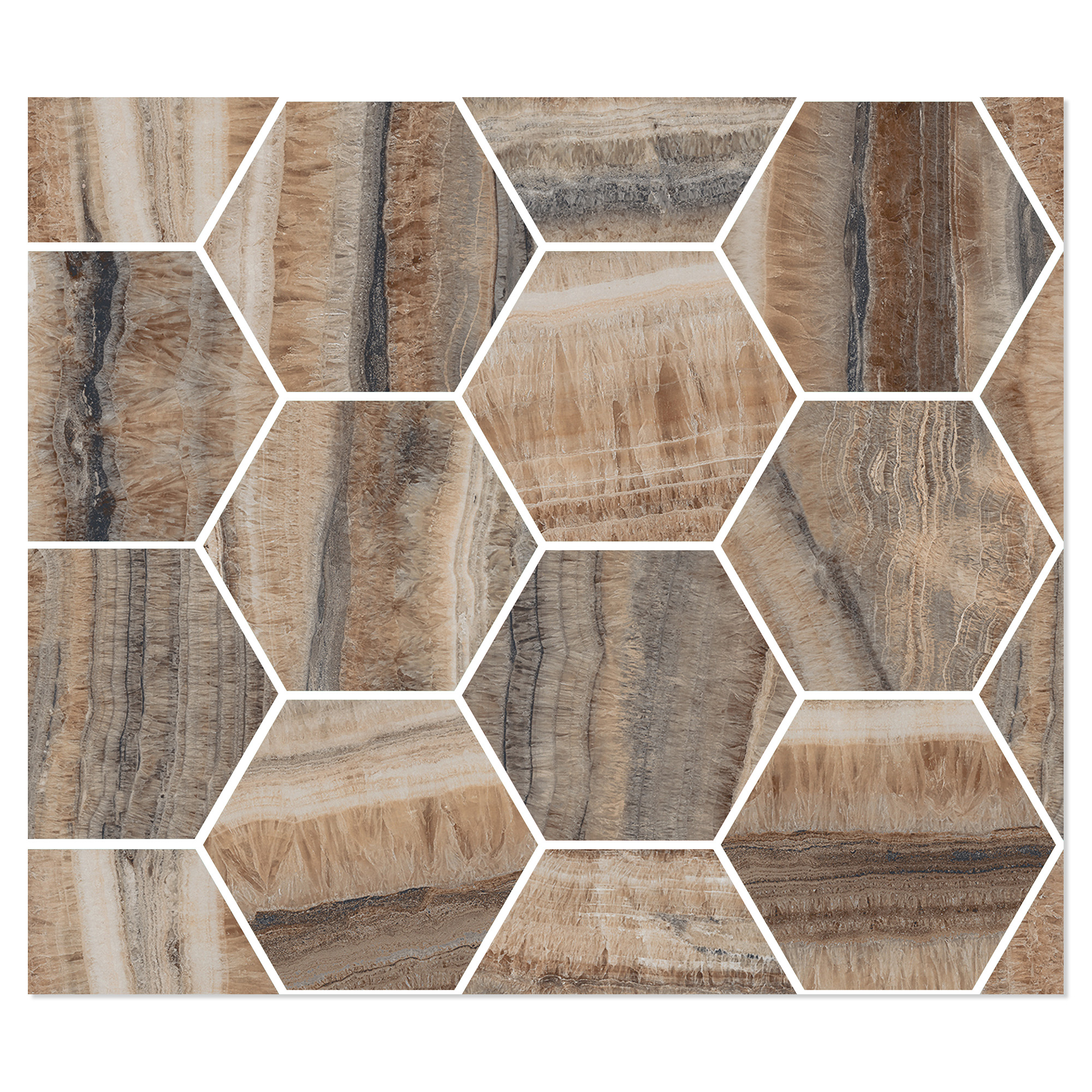 Sant’Agostino Hexagon Mosaik Klinker Astral Rav Mat-Struktur 3D 30x35 cm