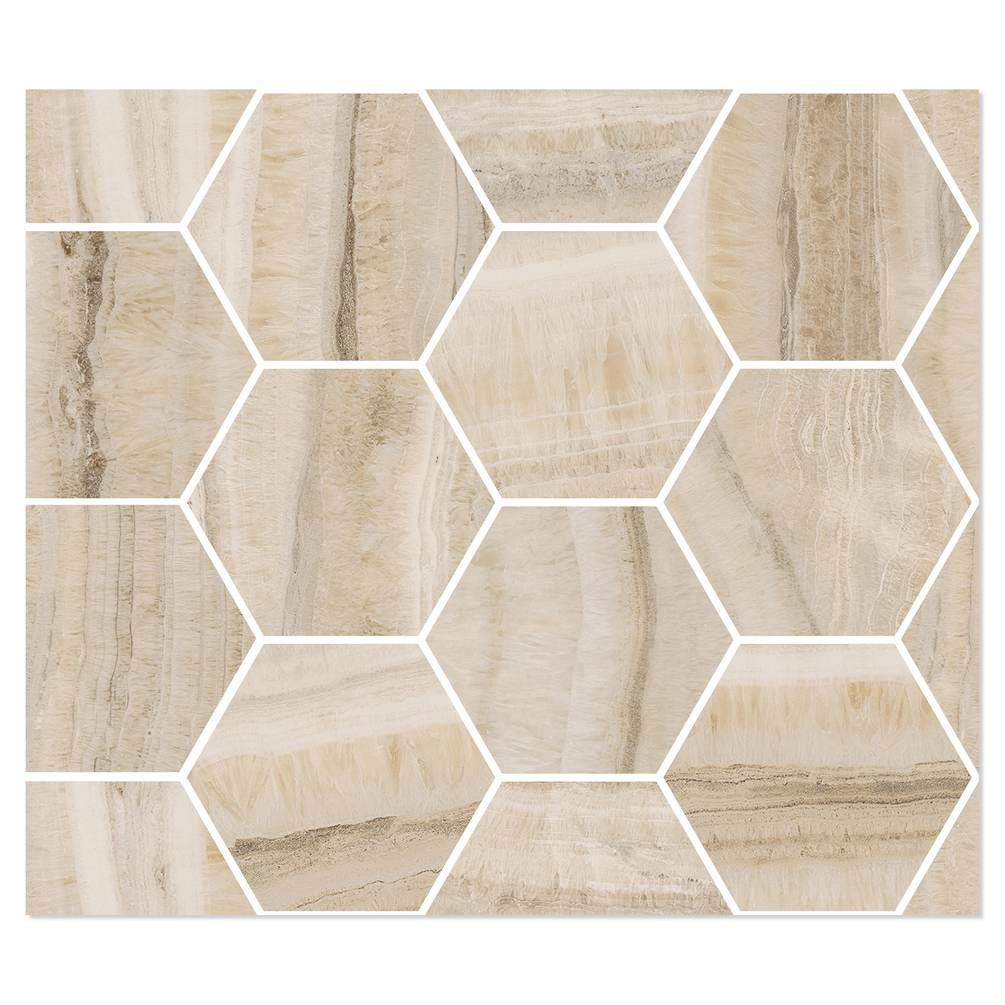 Sant’Agostino Hexagon Mosaik Klinker Astral Beige Mat-Struktur 3D 30x35 cm