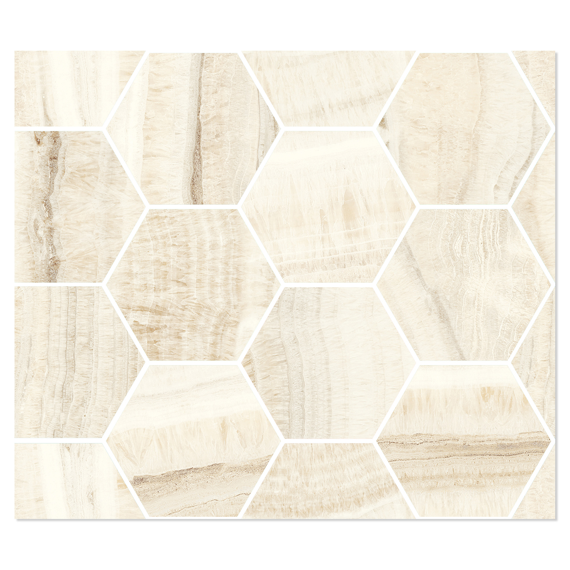 Sant’Agostino Hexagon Mosaik Klinker Astral Elfenben Mat-Struktur 3D 30x35 cm