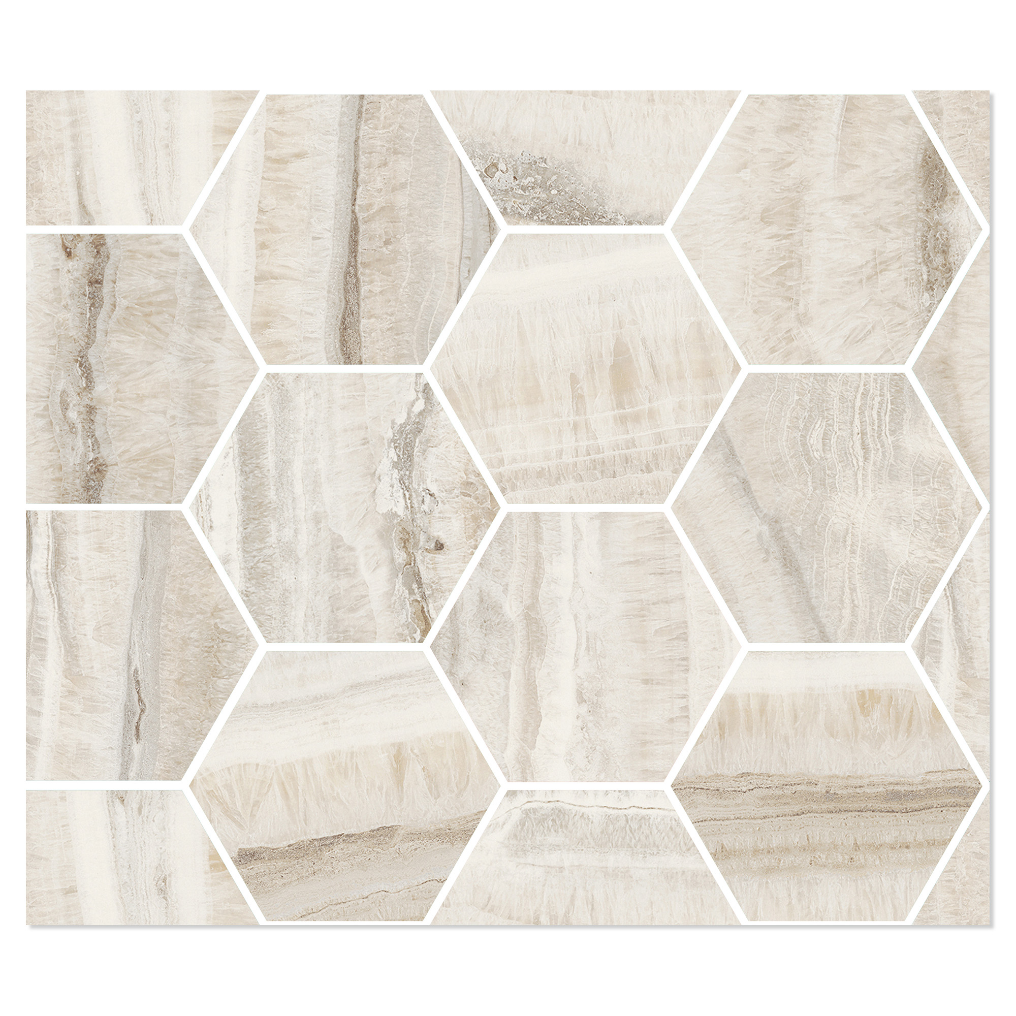 Sant’Agostino Hexagon Mosaik Klinker Astral Perle Mat-Struktur 3D 30x35 cm
