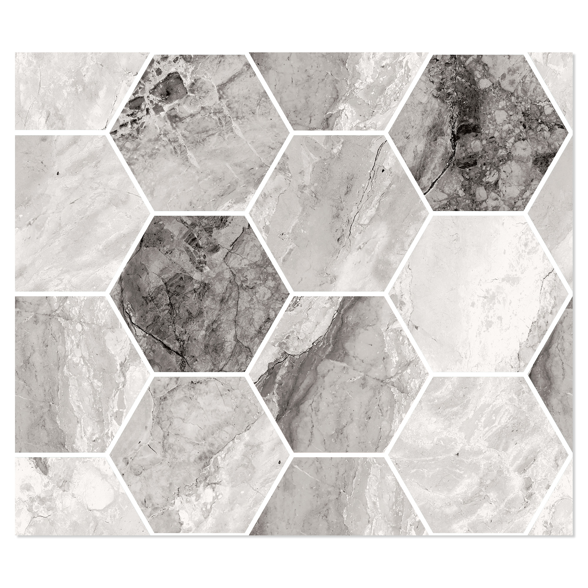 Sant’Agostino Hexagon Mosaik Klinker Mystic Mørk Poleret 30x35 cm
