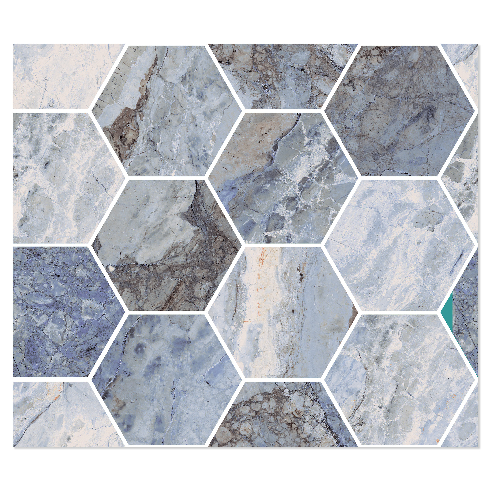 Sant’Agostino Hexagon Mosaik Klinker Mystic Ocean Poleret 30x35 cm