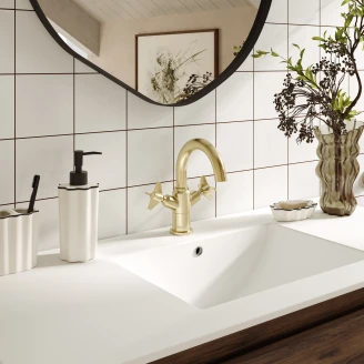 Håndvaskarmatur med To Håndtag <strong>Temisto</strong>  Krom Glat 22.7 cm