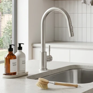 Køkkenarmatur med Udtrækbar Tud Lima Sort Mat