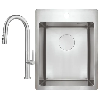 Stål Køkkenvask <strong>Olfato</strong>  Børstet Stål Mat 39x51 cm med Vandlås