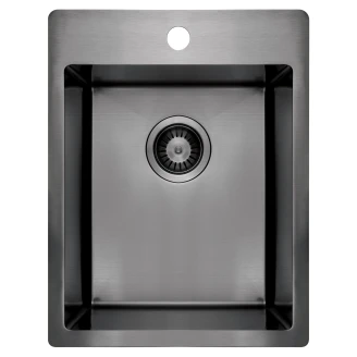 Stål Køkkenvask <strong>Olfato</strong> Grå Titanium Mat 39x51 cm med Vandlås