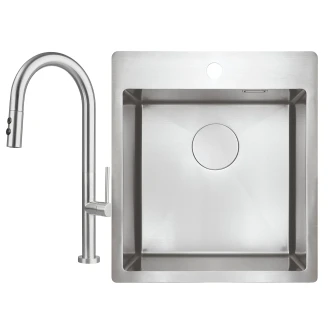 Stål Køkkenvask <strong>Olfato</strong>  Børstet Stål Mat 45x51 cm med Vandlås